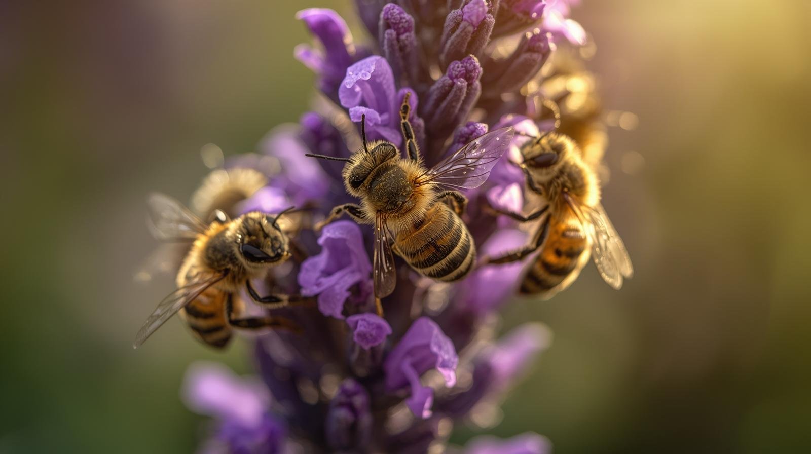 Abejas sobre una planta con flores