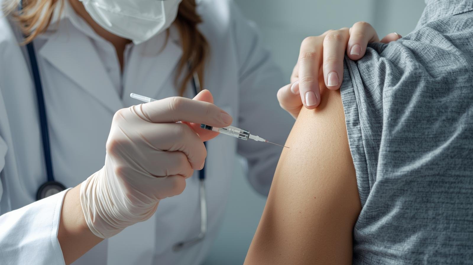 enfermera colocando una vacuna en el brazo de una persona