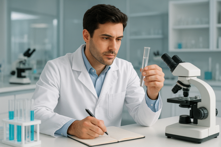 Científico joven trabajando en un laboratorio